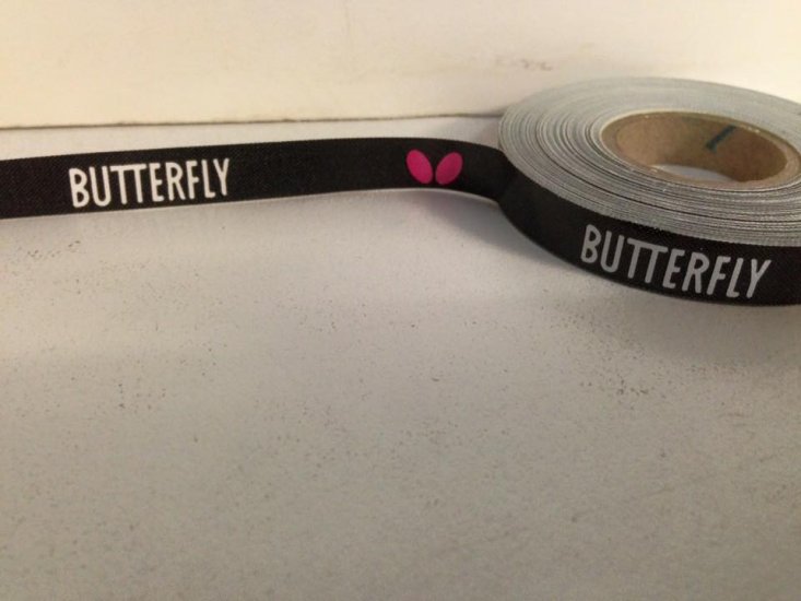 Butterfly side tape/ edge tape (9mmx50m) Black/white writing - Click Image to Close