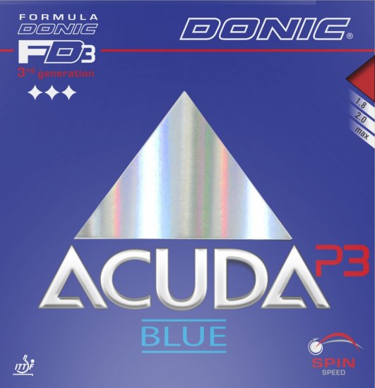 Donic Acuda Blue P3 - extreme grip for Plastic ball - Click Image to Close