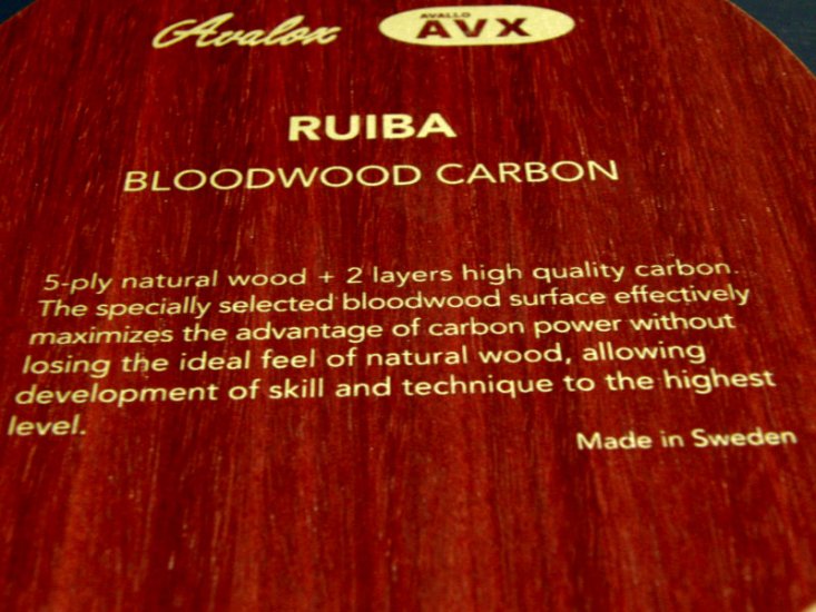 Avalox AVX RUIBA Bloodwood Carbon - Made in Sweden! - Click Image to Close